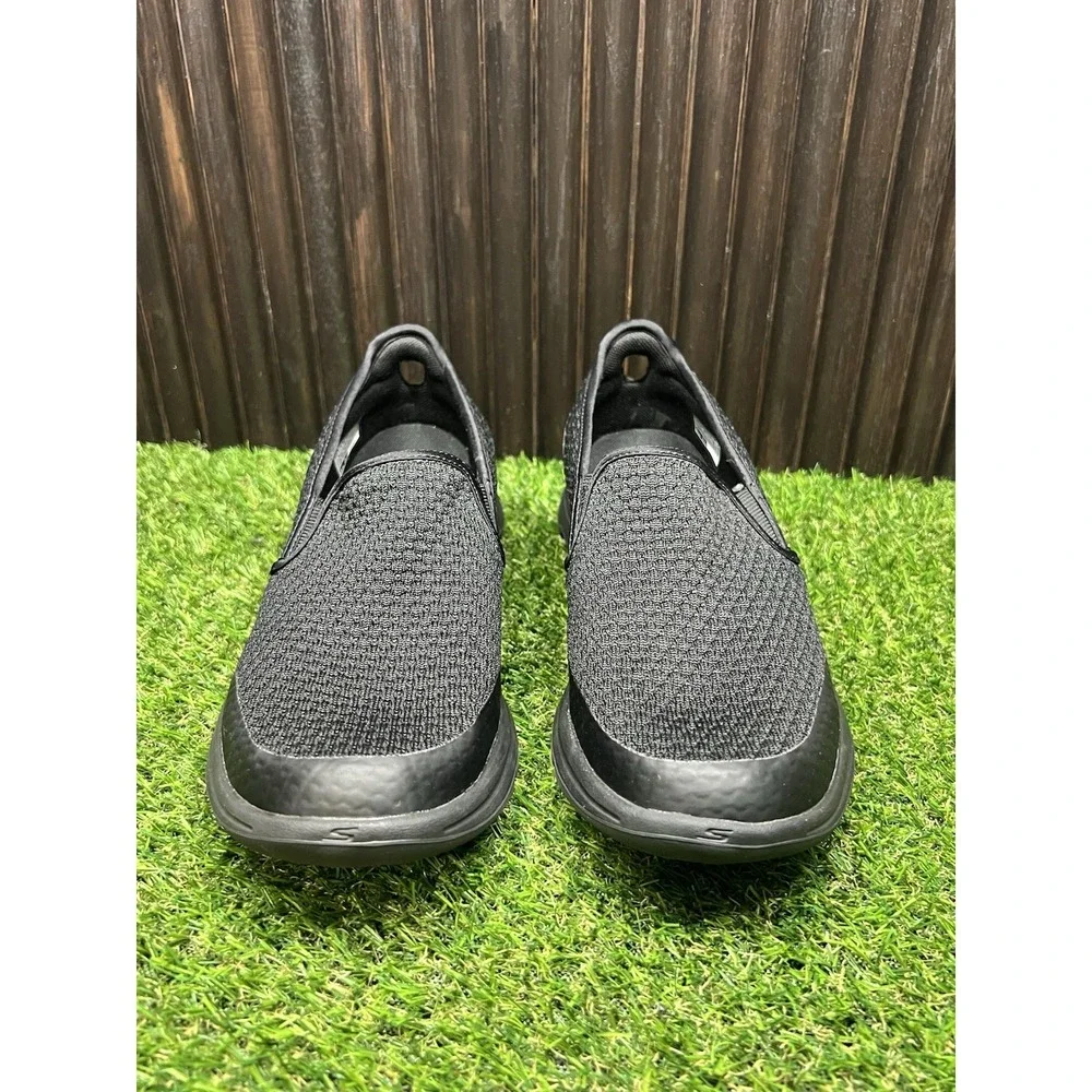Size 7.5 Skechers Go Walk 4 Incredible Mens Black Athletic Walking Slip On Shoes